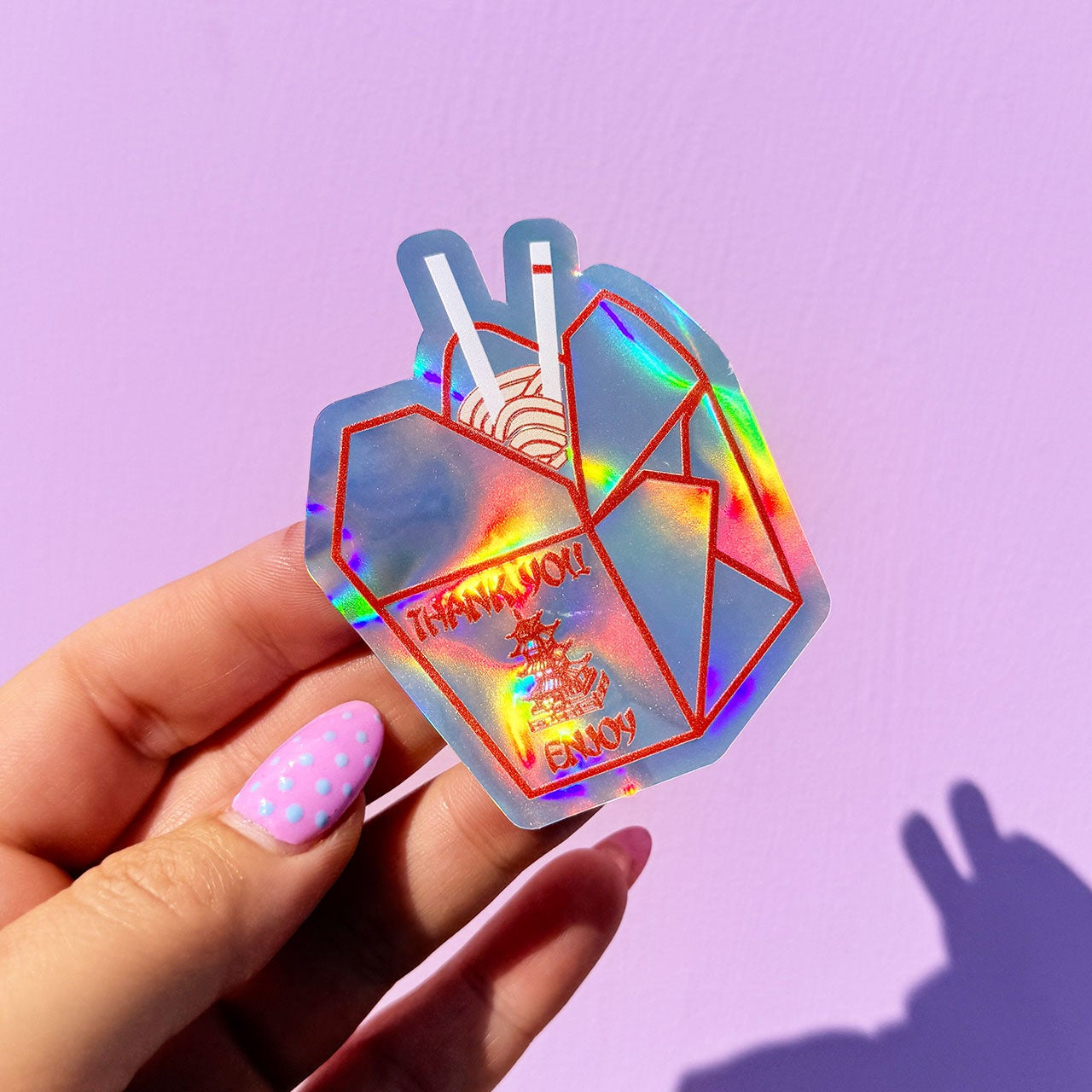 Noodle Takeaway Box Holographic Sticker