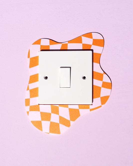 Orange & Pink Checkerboard Light Switch Cover