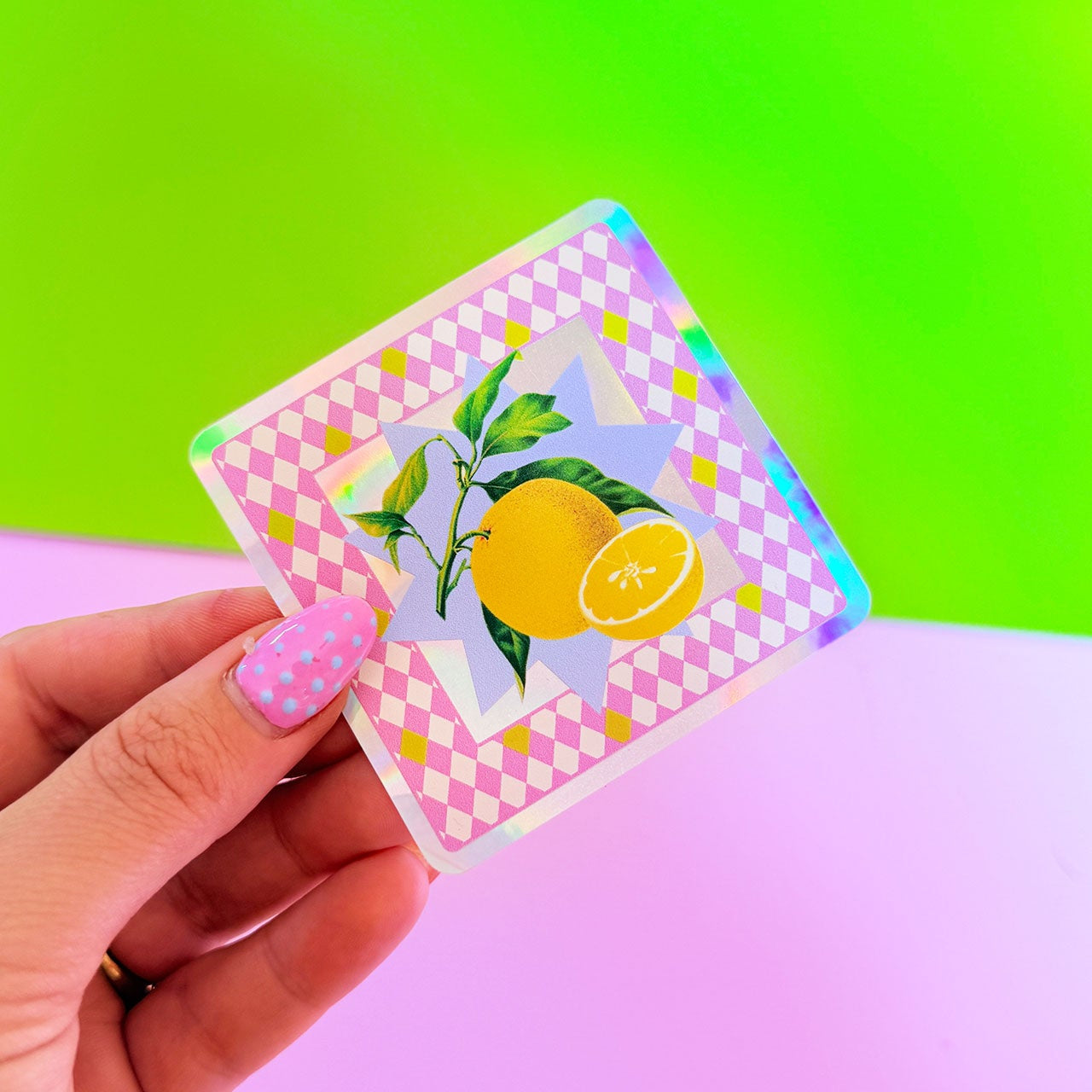 Lemon Tile Holographic Sticker