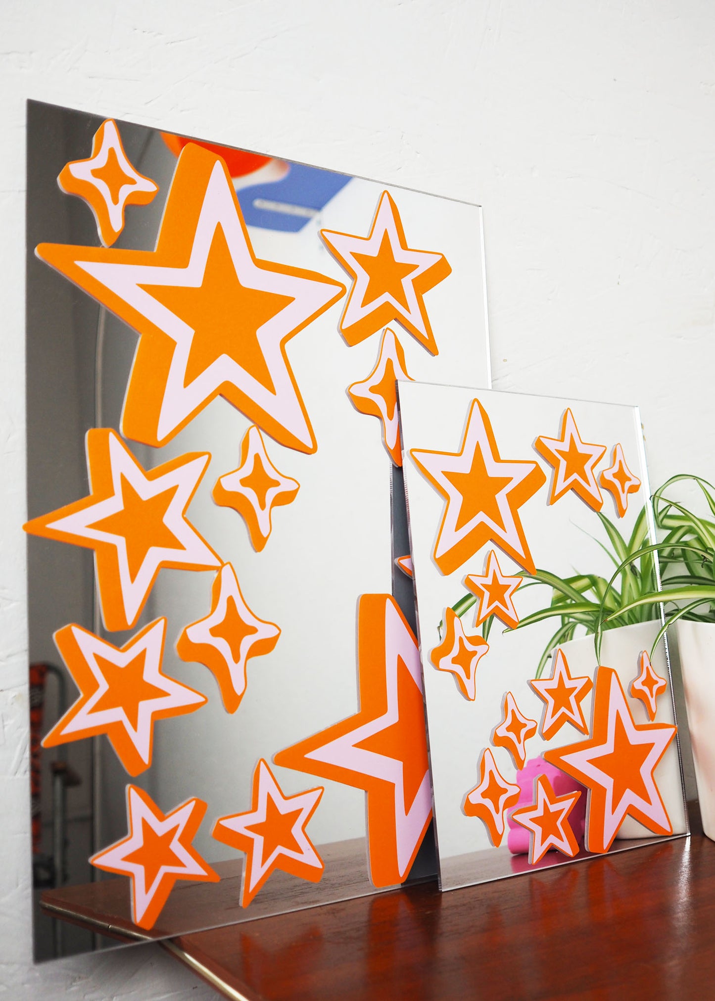Pink & Orange Retro Stars Vinyl Decal Pack