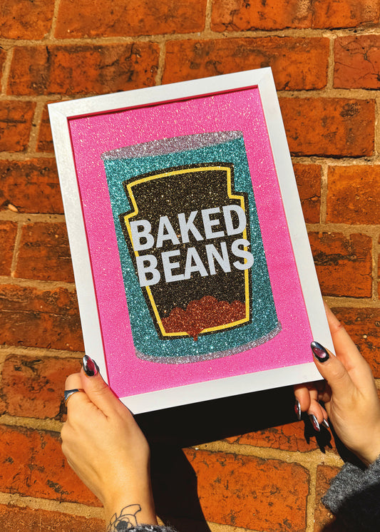 Baked Beans Glitter Fabric Print