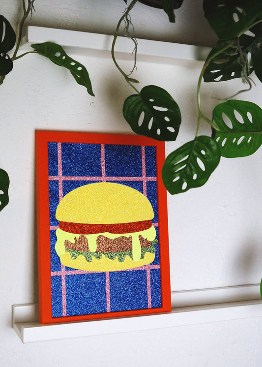 Burger Glitter Fabric Print