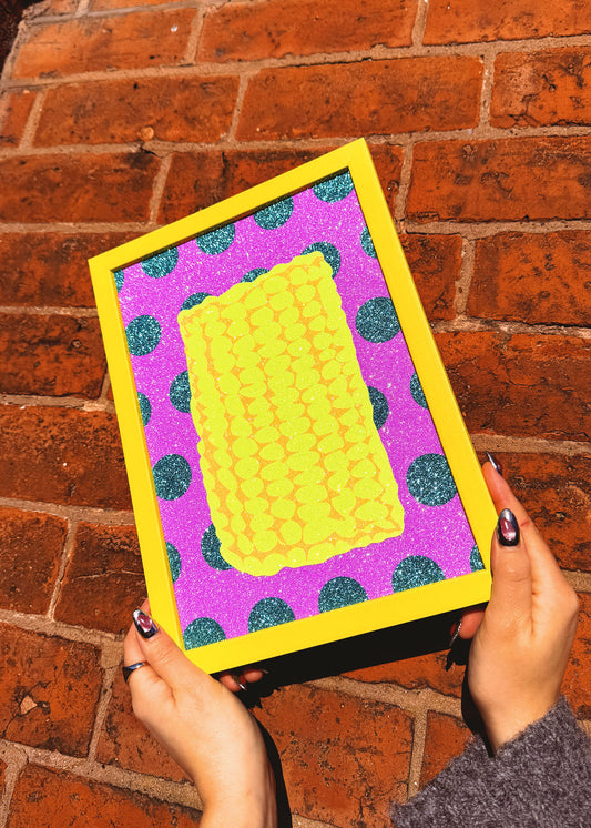 Corn On The Cob Glitter Fabric Print