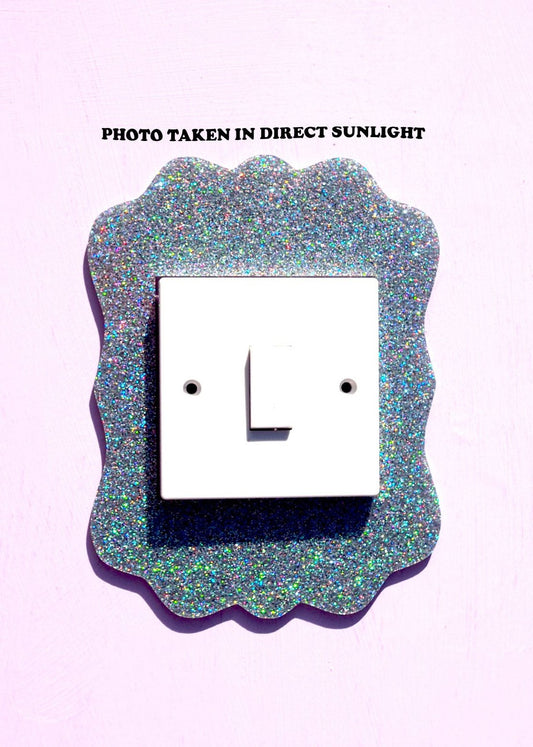 Retro Frame Light Switch Cover - Silver Holographic