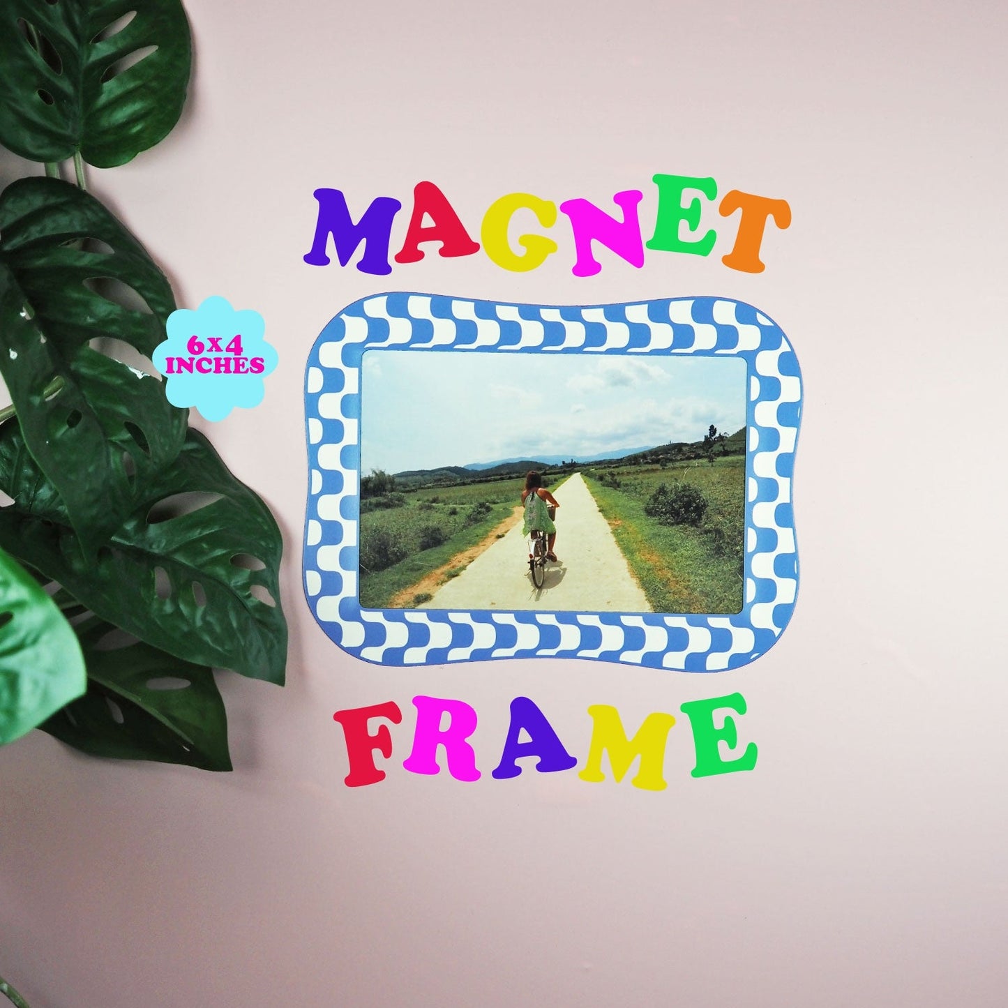 Blue Wavy Blob 6x4 Photo Print Magnetic Frame