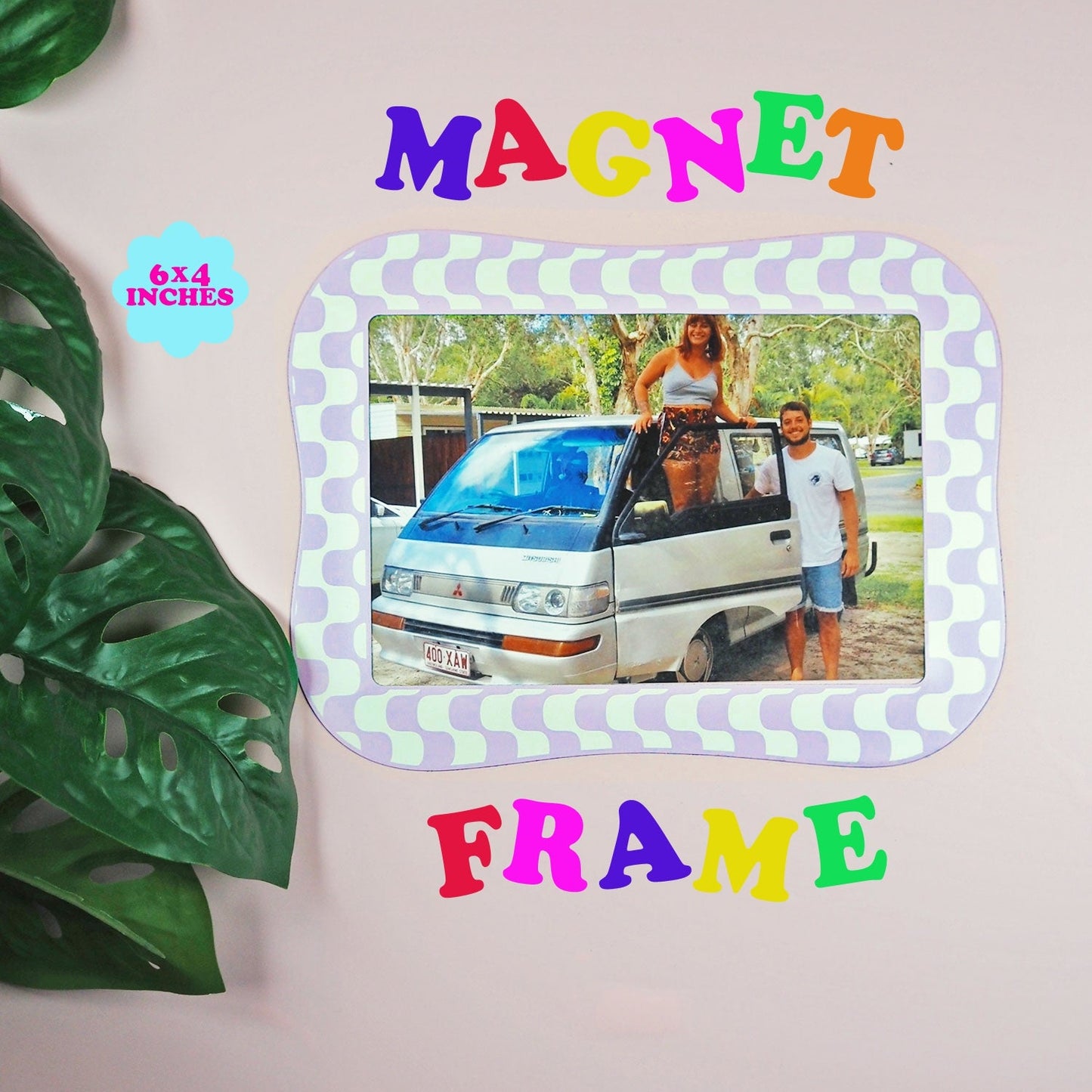 Pink Wavy 6x4 Photo Print Magnetic Frame