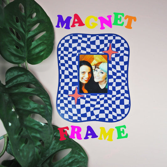 Square Blob Checkerboard Magnet Frame - Blue