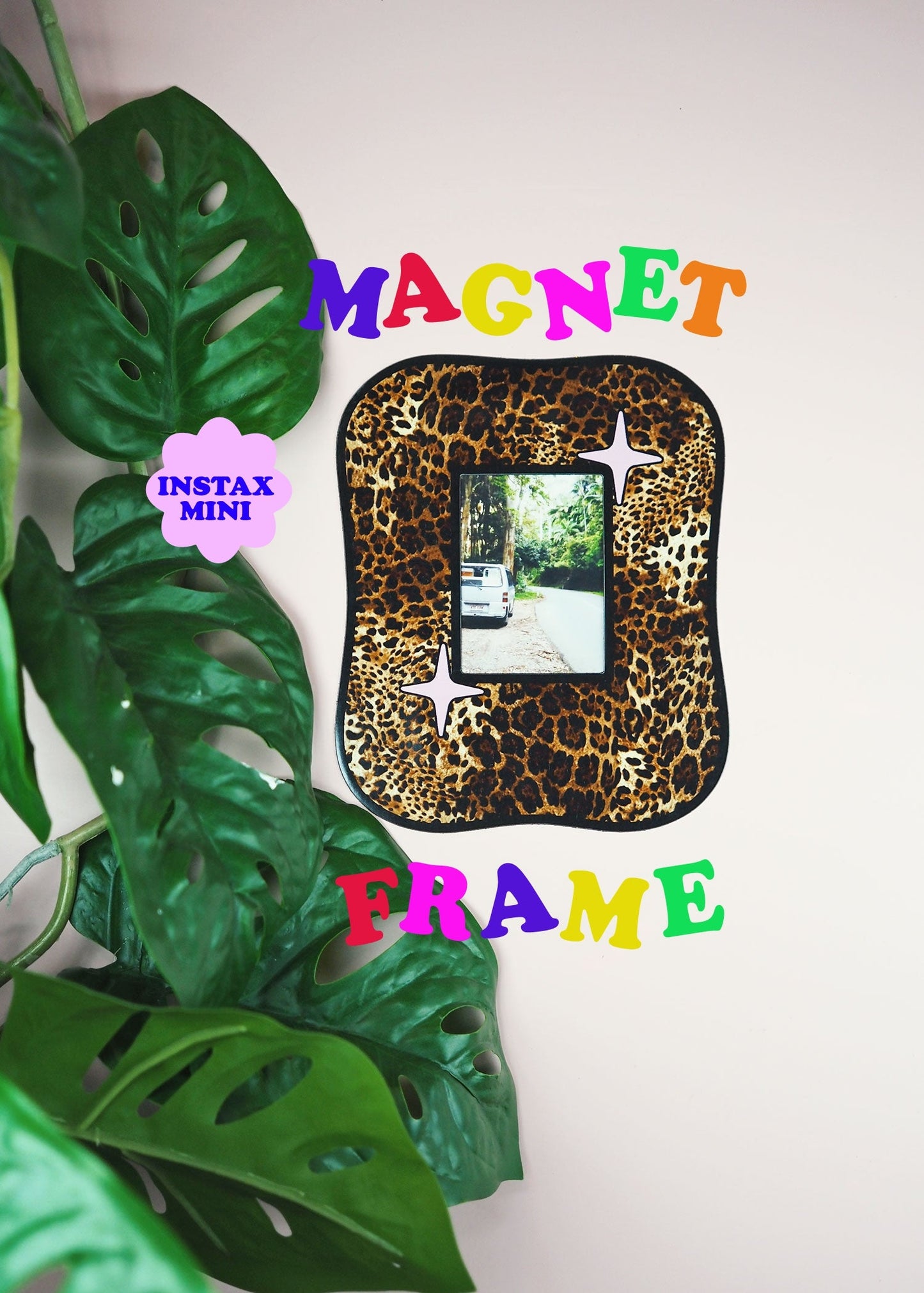 Square Blob Magnet Frame - Leopard Print - WS