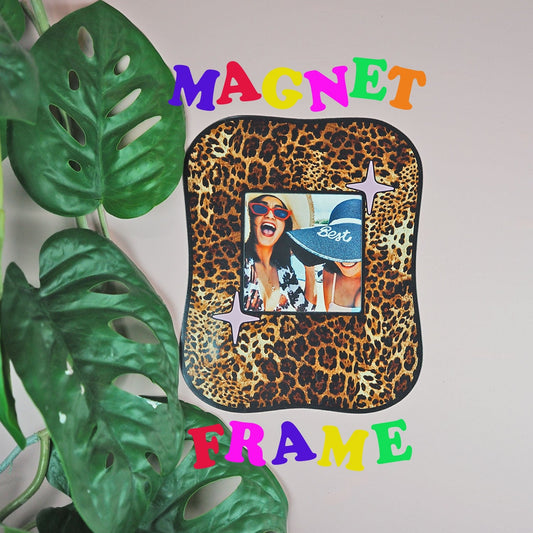 Square Blob Magnet Frame - Leopard Print