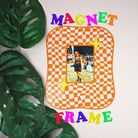 Square Blob Checkerboard Magnet Frame - Orange