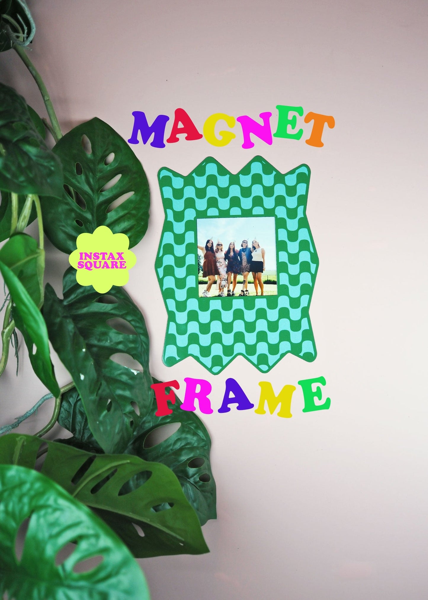 Zig Zag Wavy Print Magnet Frame - Green & Blue - WS