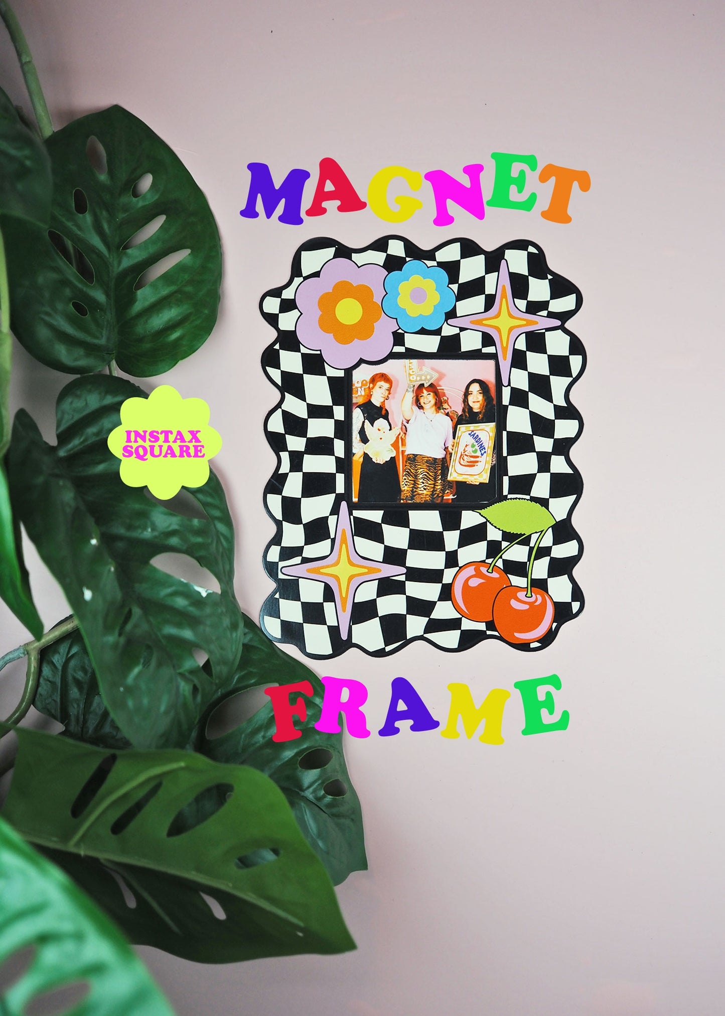 Checkerboard & Cherries Print Magnet Frame