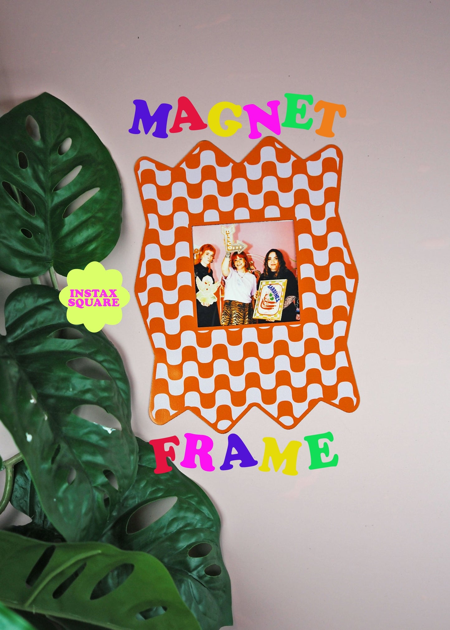 Zig Zag Wavy Print Magnet Frame - Orange