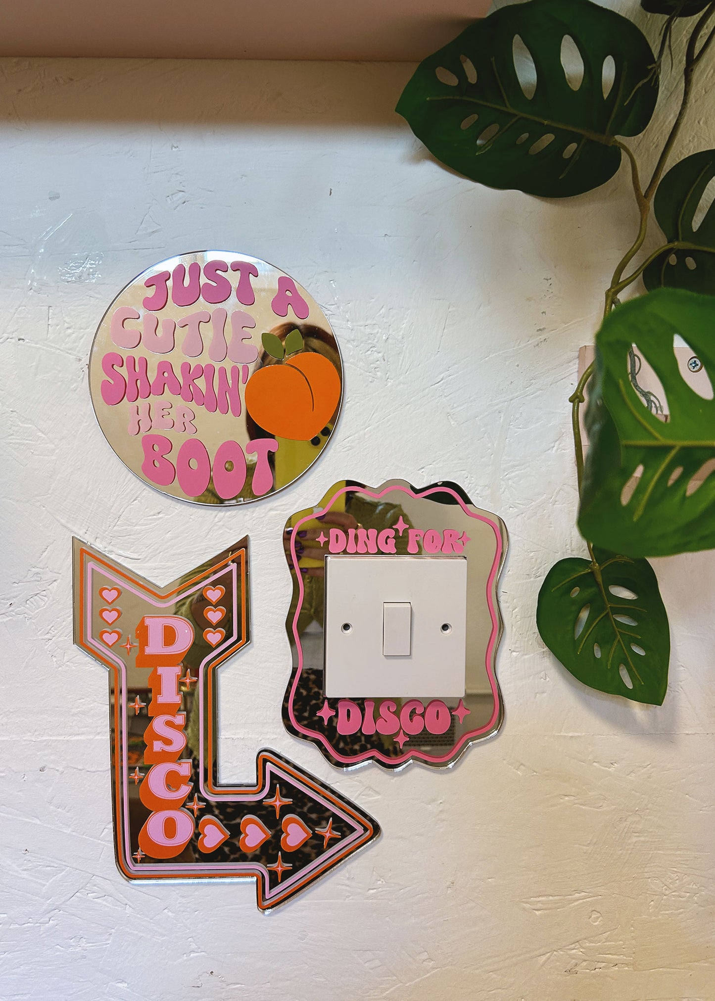 Retro Disco Arrow Mirror - Pink & Orange