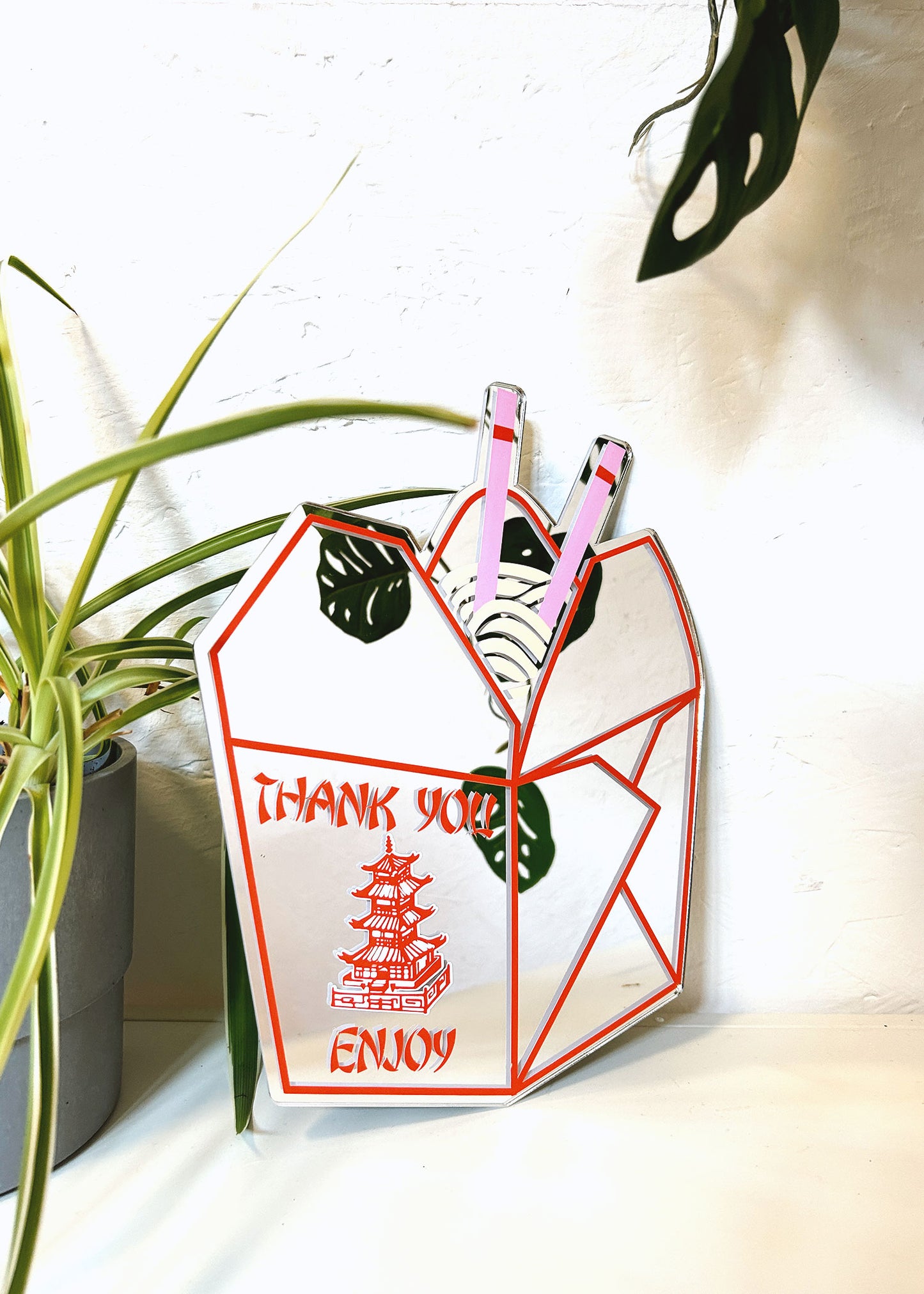 Chinese Noodle Takeaway Box Mirror