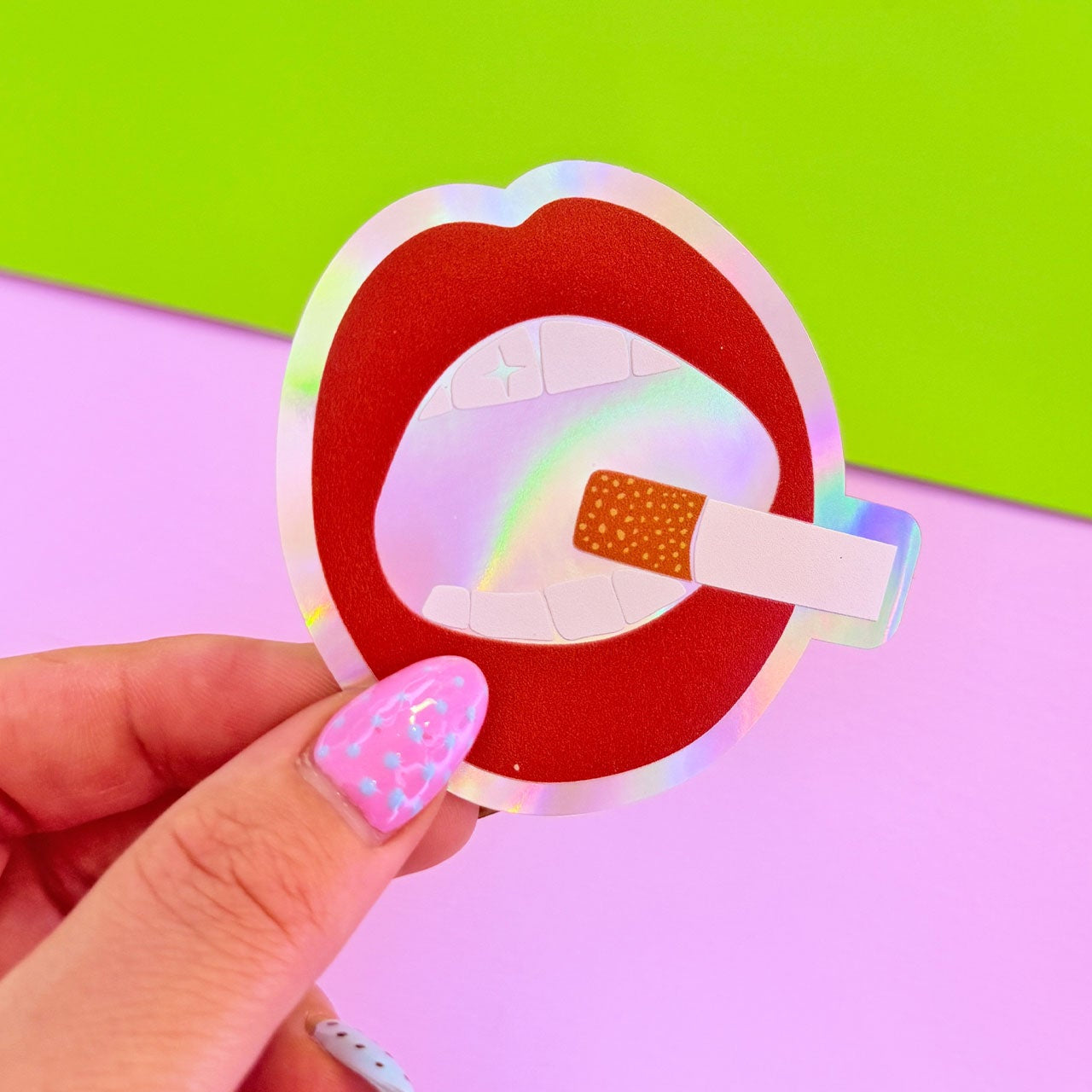 Smokin' Lips Holographic Sticker - WS