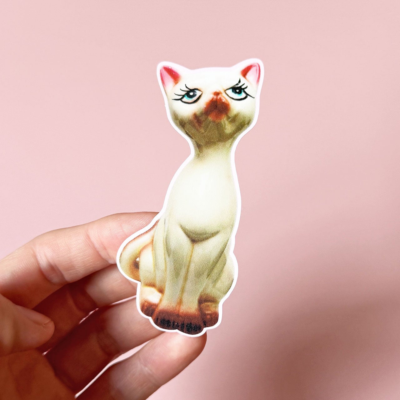 Vinatge Kitsch Cream Cat Sticker - WS