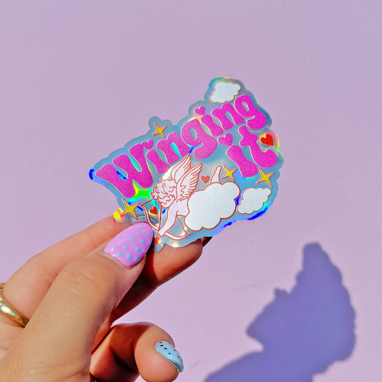 Wingin' it Holographic Sticker