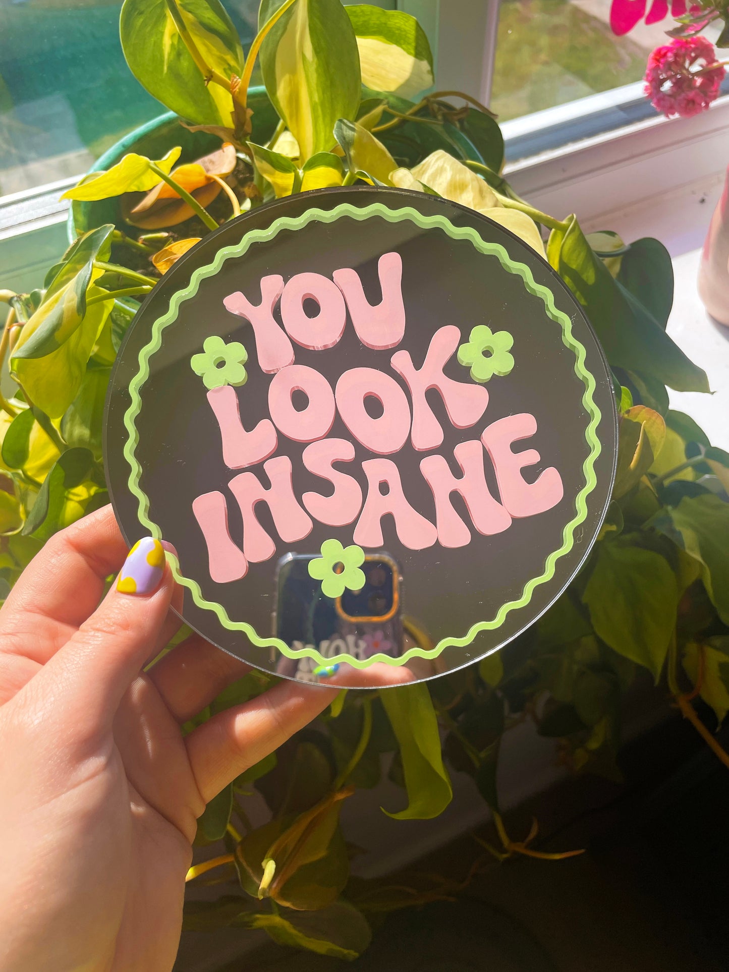You Look Insane Disc Mirror - PrintedWeird