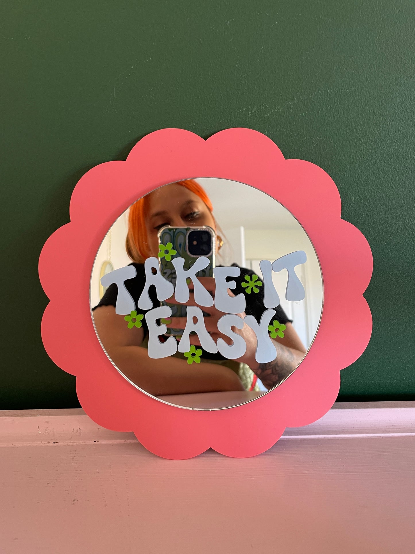 Raspberry Scallop Edge Mirror Frame - Mini Disc Mirror Not Included - PrintedWeird