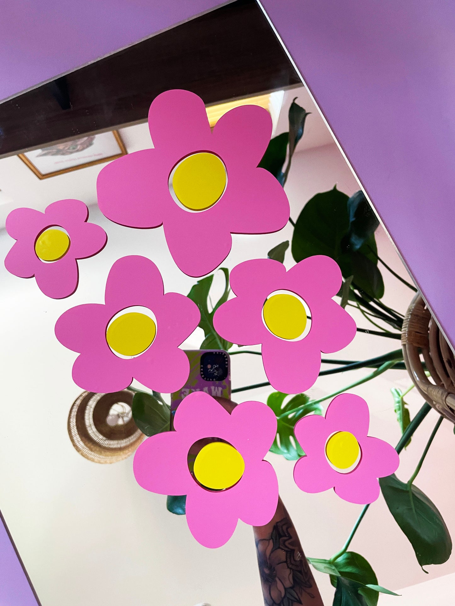 Ditzy Pink Flower Bundle Pack Vinyl Stickers - PrintedWeird