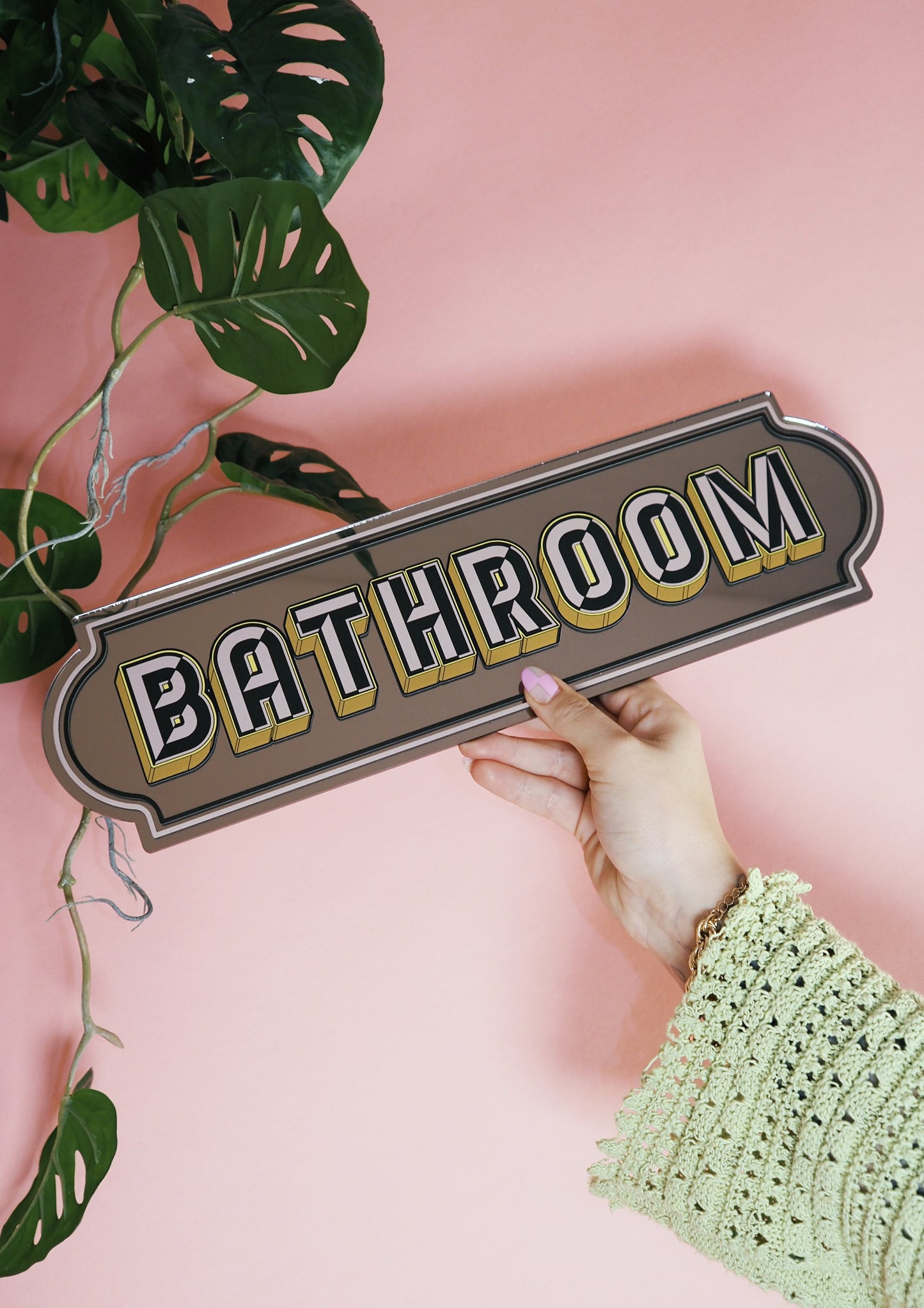 Bathroom Rectangle Sign - Bold Bronze