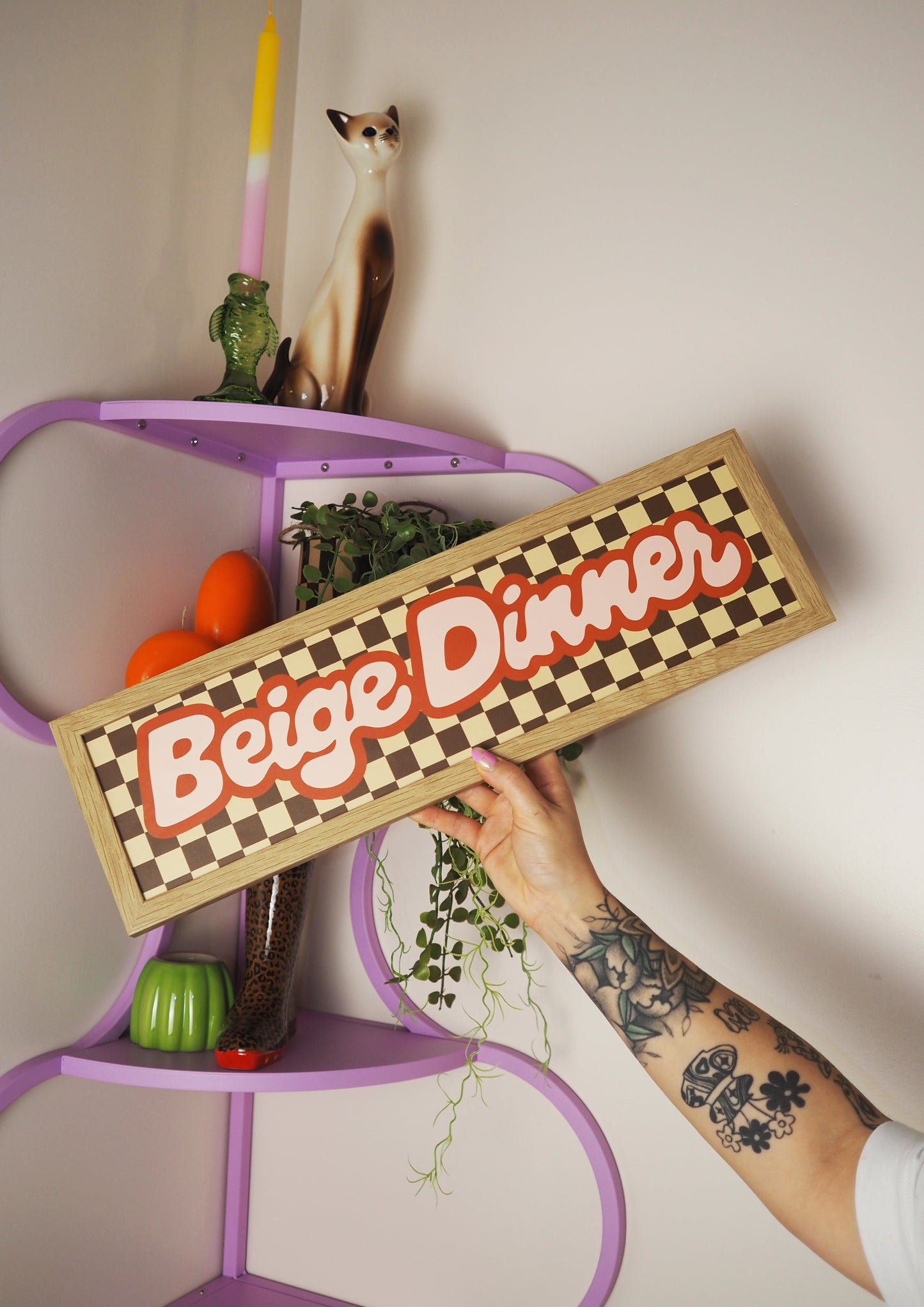 Beige Dinner Framed Rectangle Print