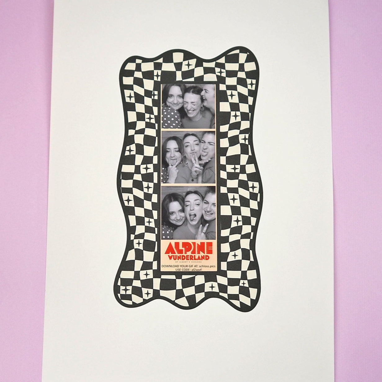 Photobooth Strip Sticker Frame -Black & Cream Checkerboard