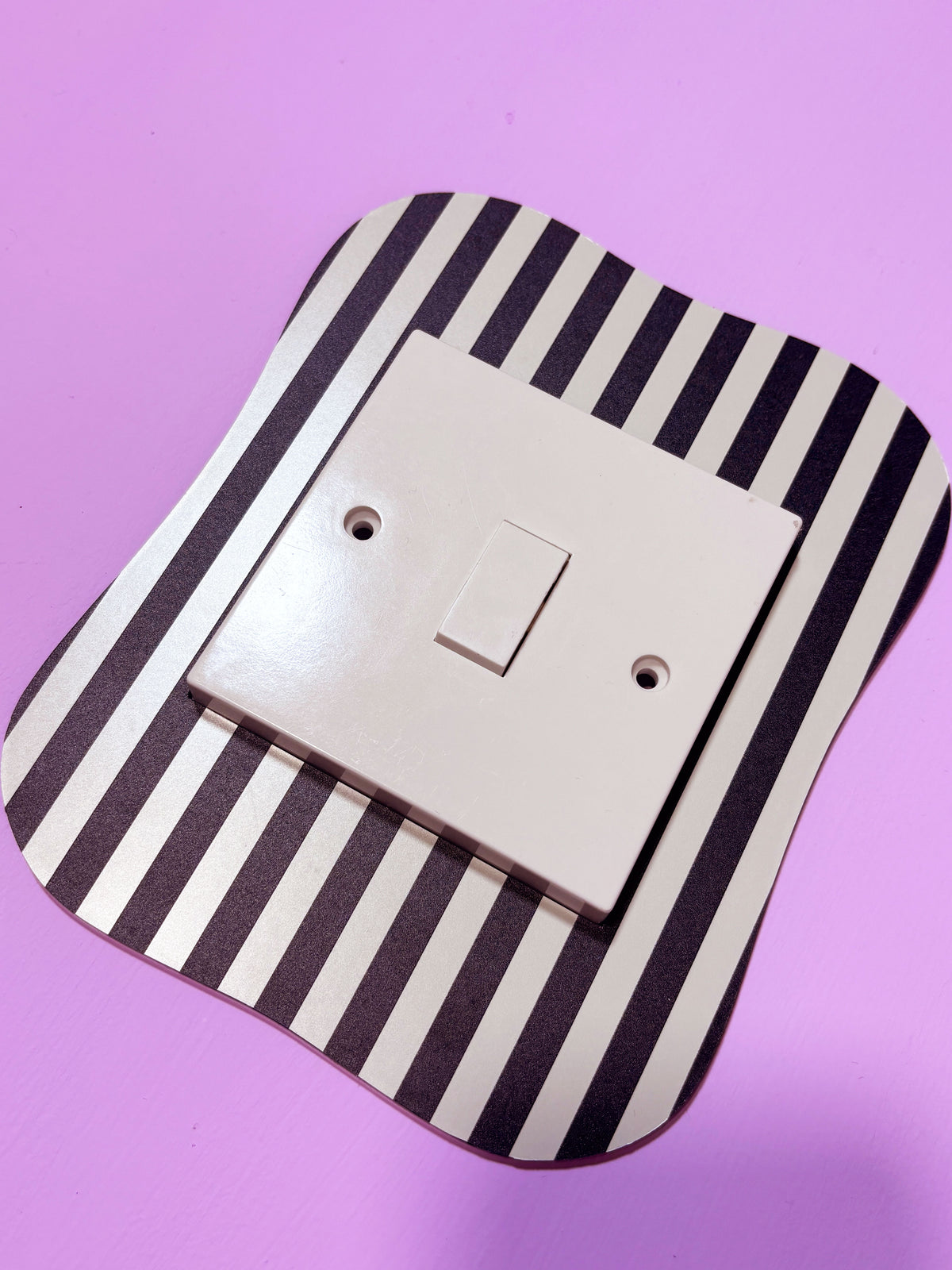Black & Ivory Pinstripe Light Switch Cover