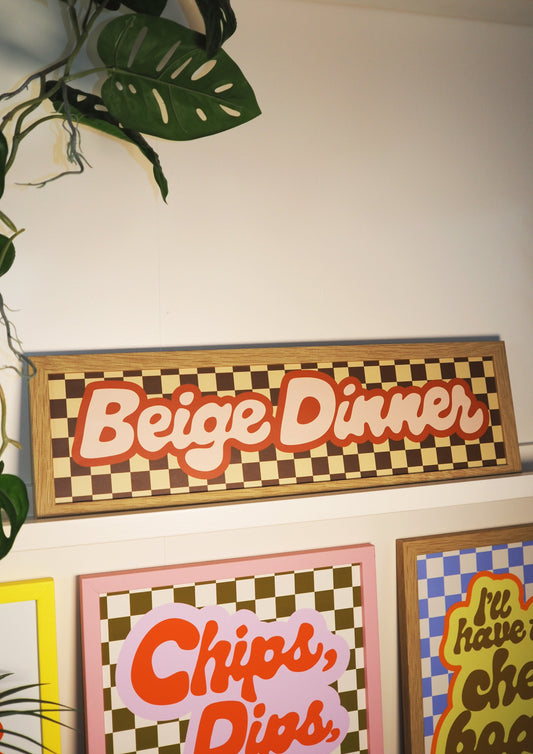 Beige Dinner Framed Rectangle Print