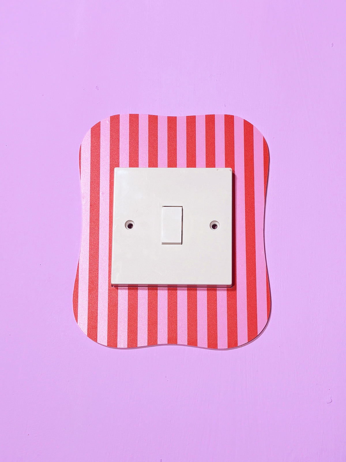 Red & Pink Pinstripe Light Switch Cover
