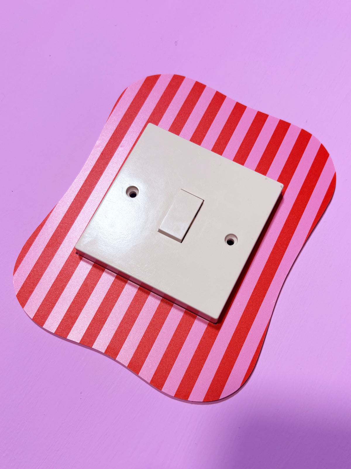Red & Pink Pinstripe Light Switch Cover
