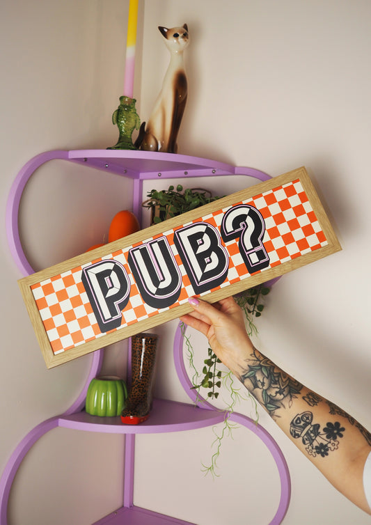 Pub? Framed Rectangle Print Orange/Black