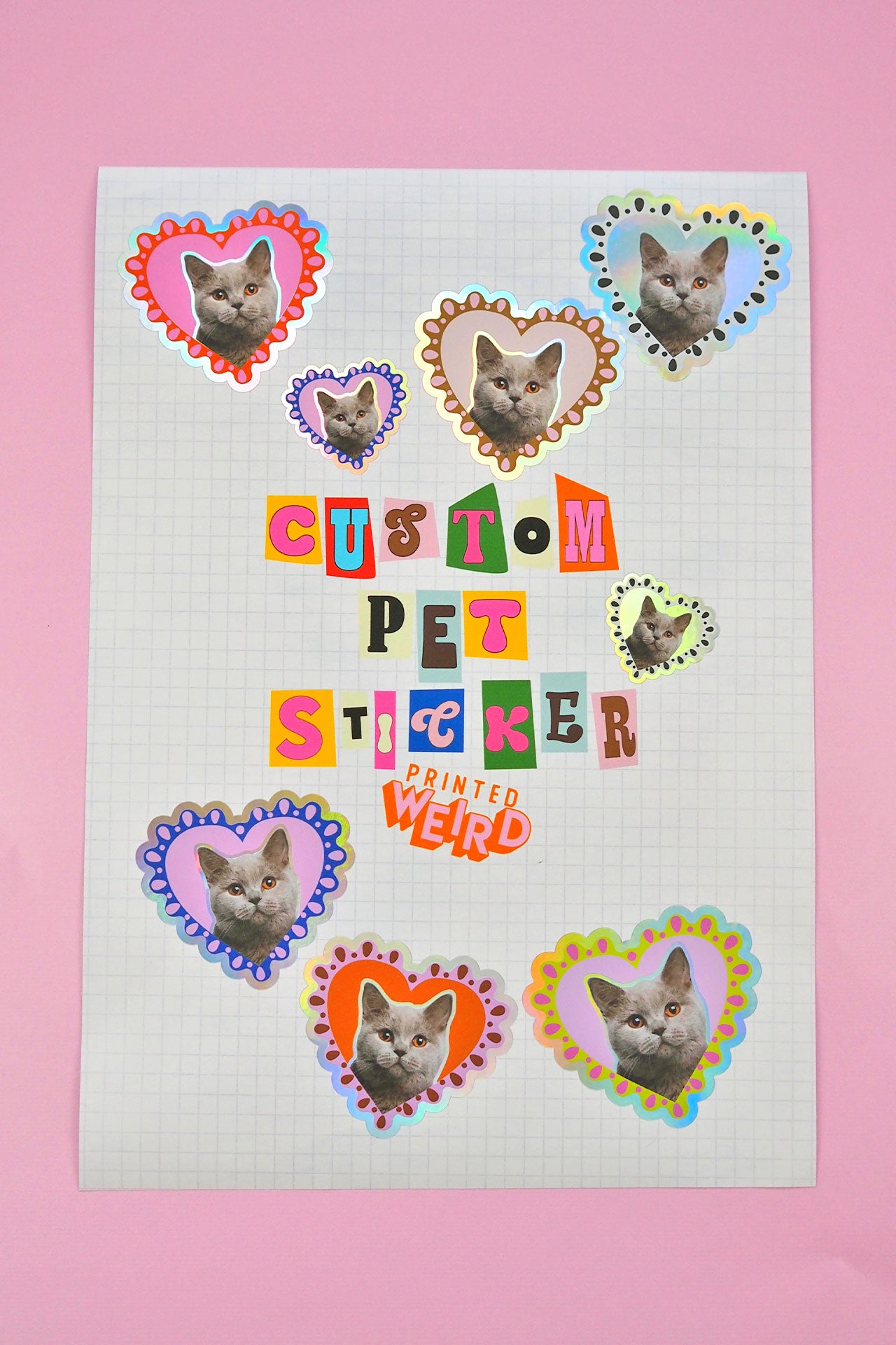 Custom Pet Frilly Heart Holographic Sticker