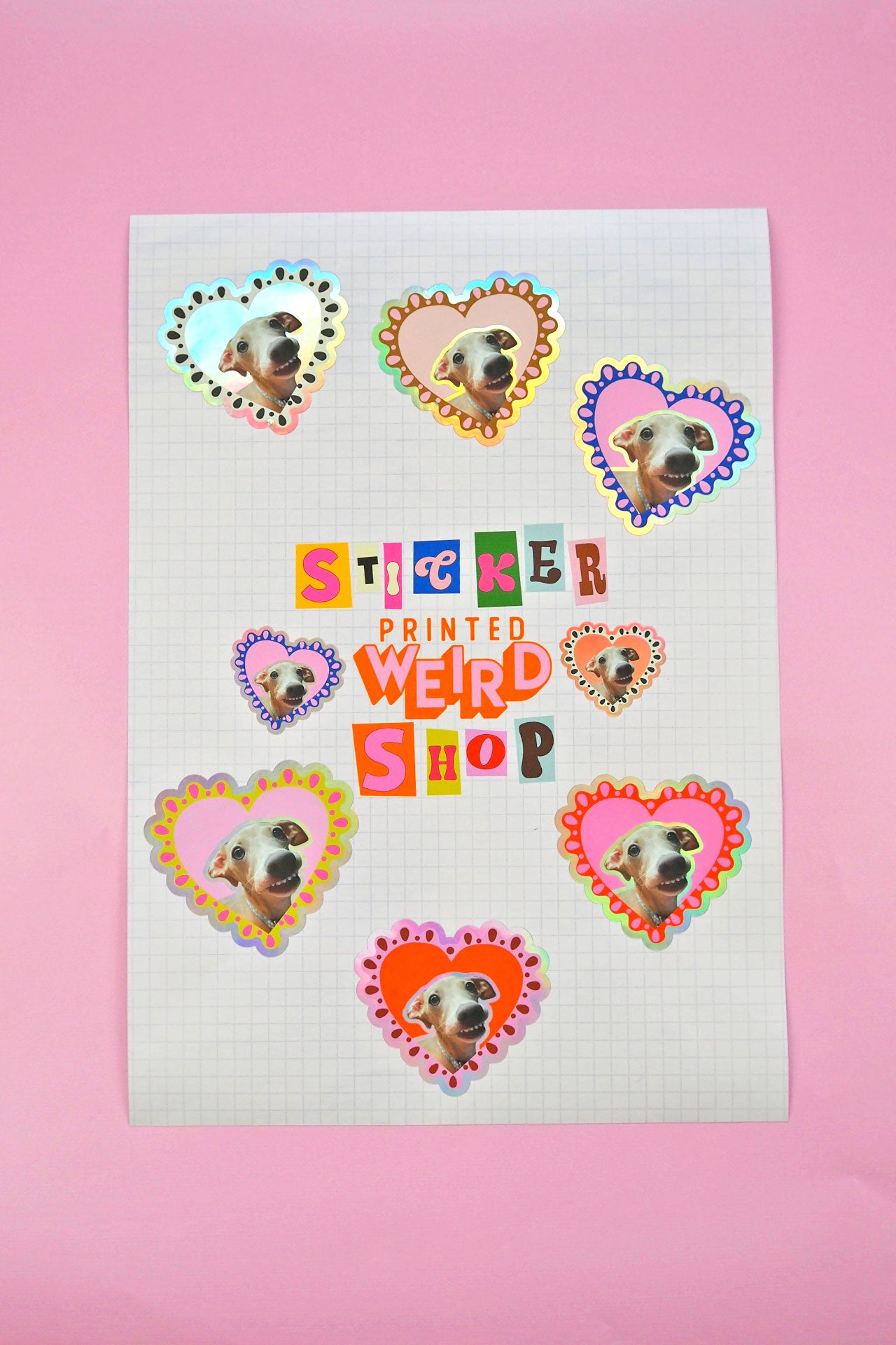 Custom Pet Frilly Heart Holographic Sticker