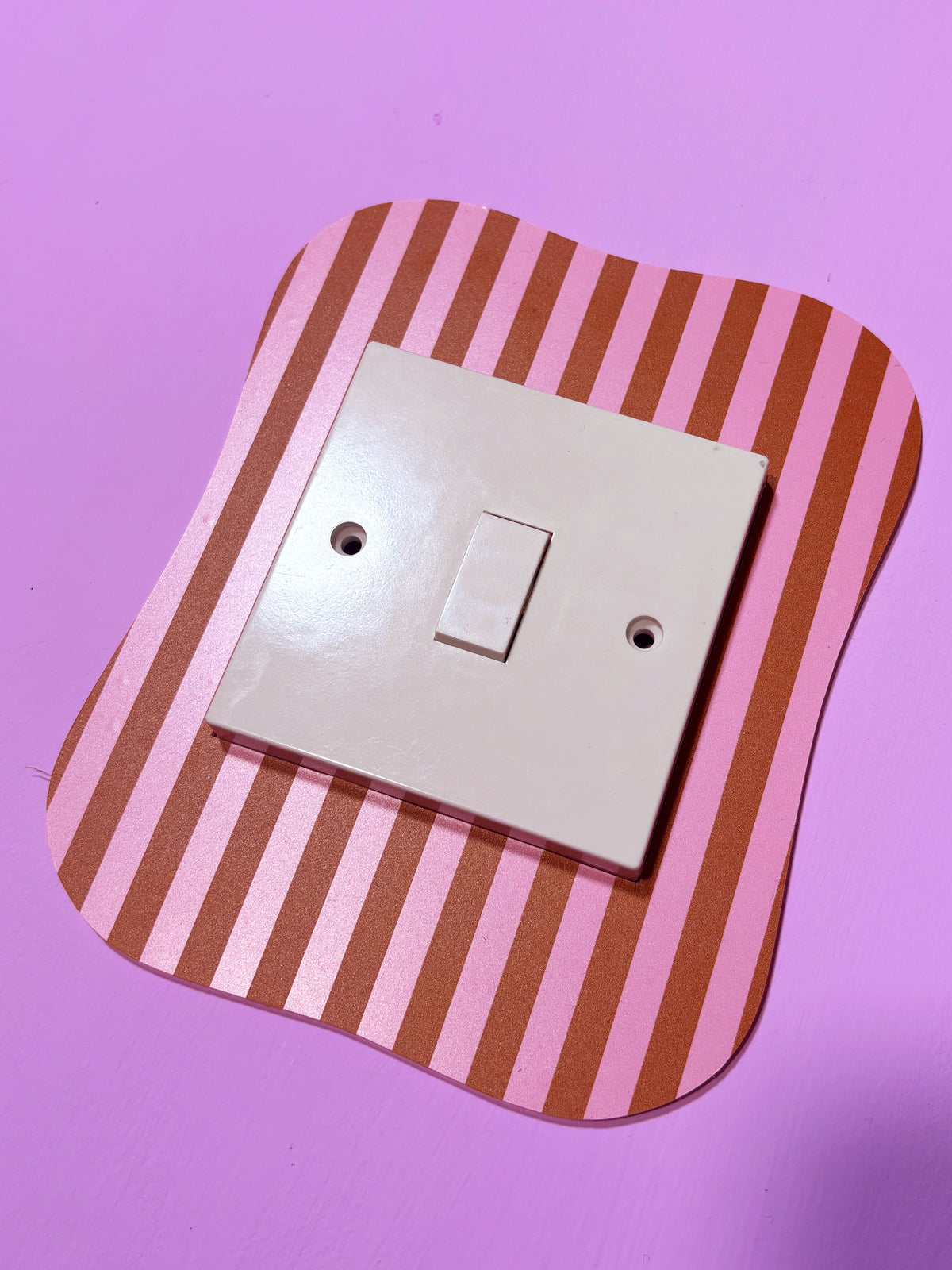 Brown & Pink Pinstripe Light Switch Cover