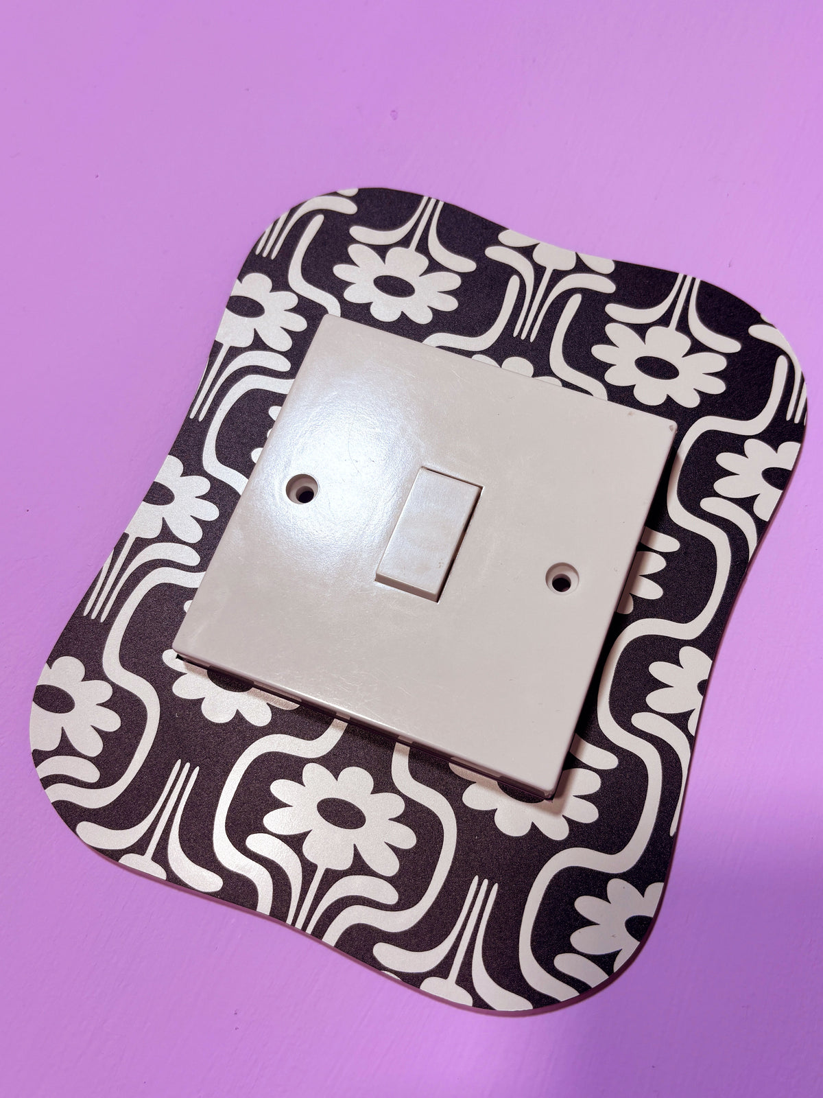 Monochrome Retro Bloom Light Switch Cover