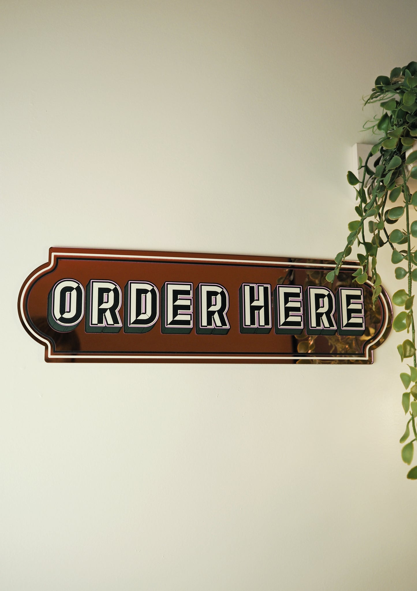 Order Here Rectangle Sign - Playful Pink
