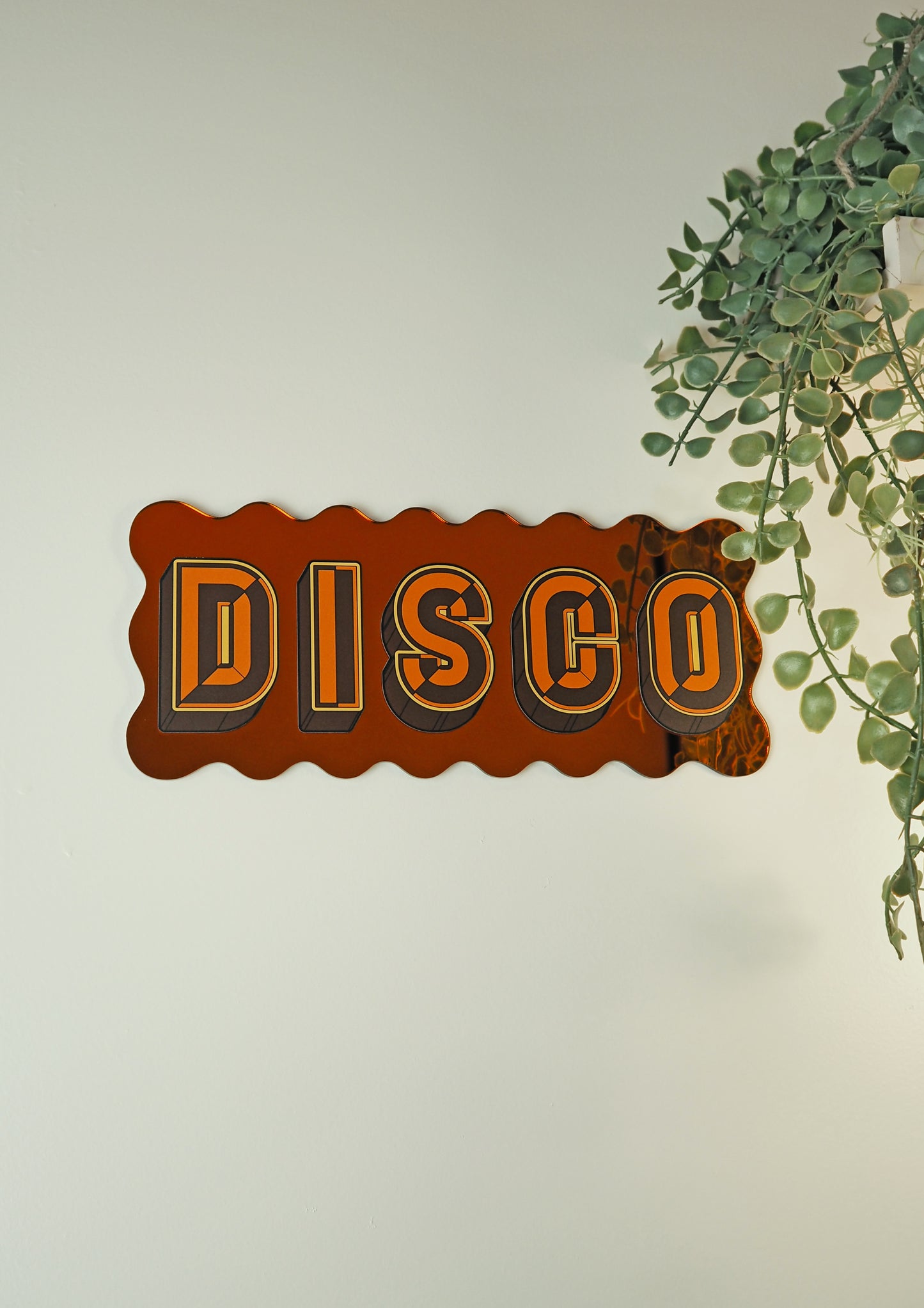 Disco Wavy Mirror Sign - Groovy Orange
