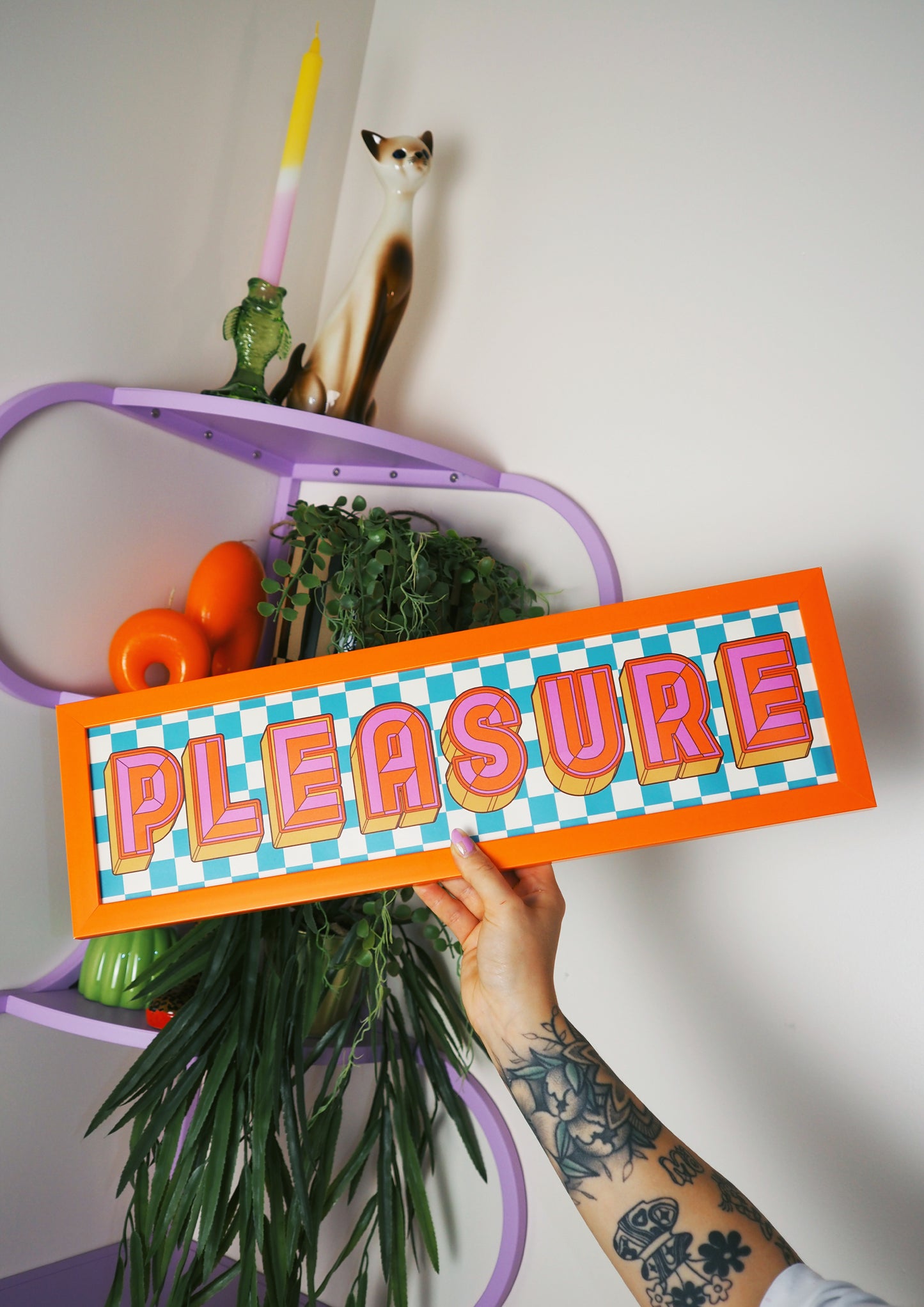 Pleasure Framed Rectangle Print - Blue/Orange