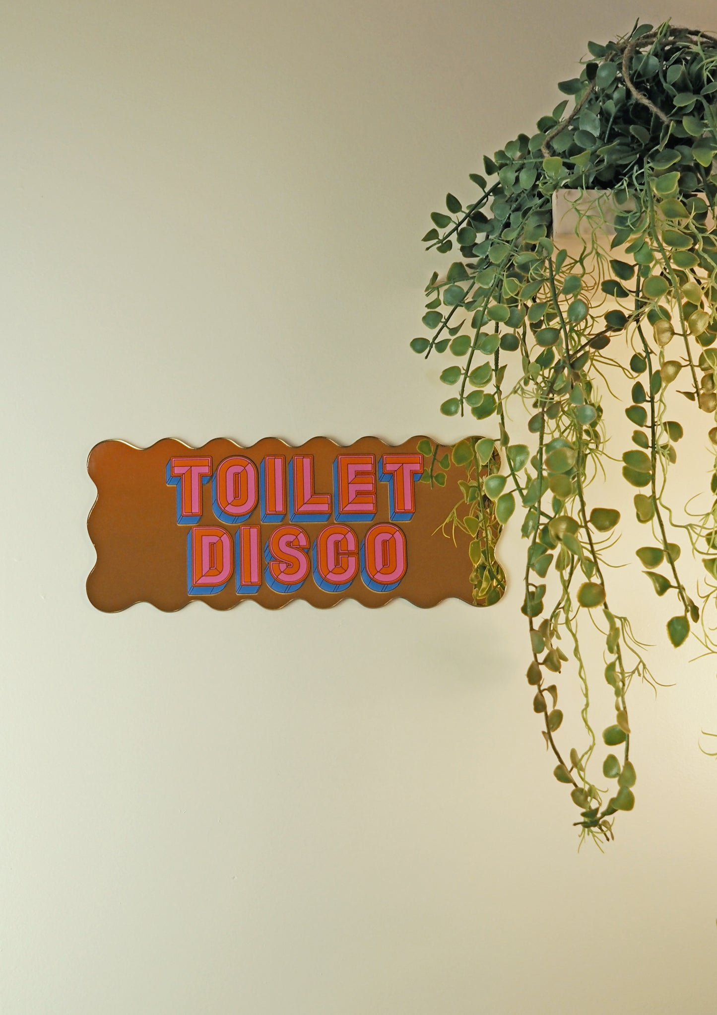Toilet Disco Wavy Mirror Sign - Glitzy Gold