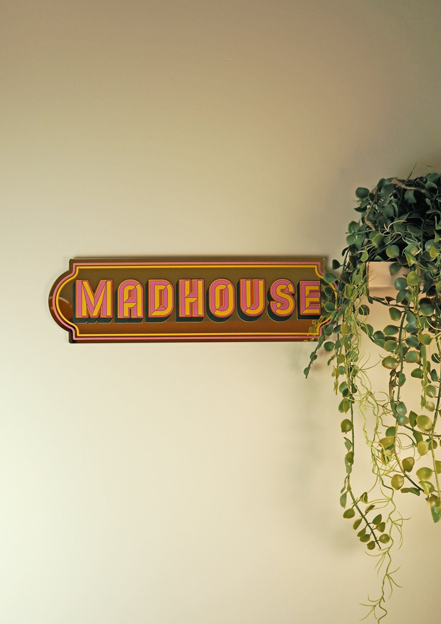 Madhouse Rectangle Sign - Warm Gold