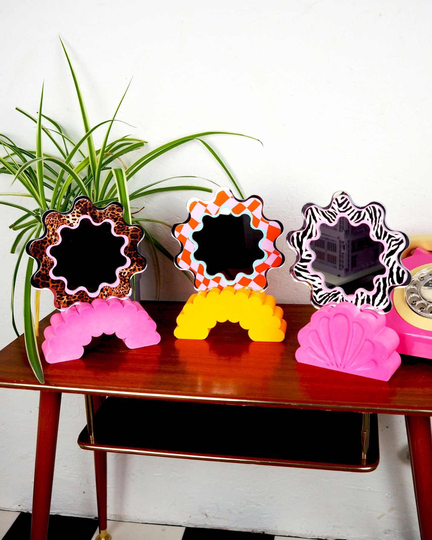 Zebra Print Circle Squiggle Mirror