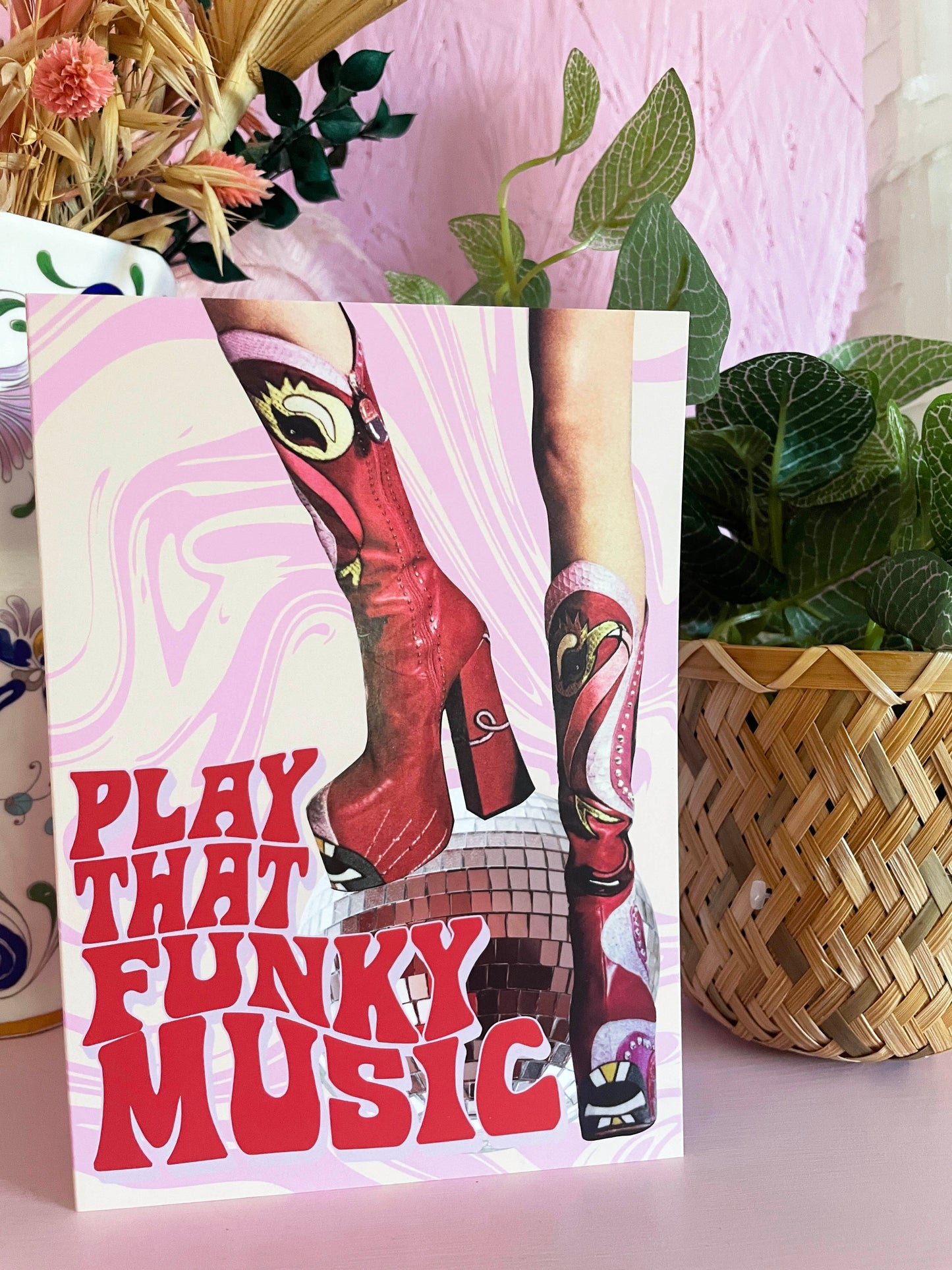 Play That Funky Music Disco Ball Greeting Card - PrintedWeird
