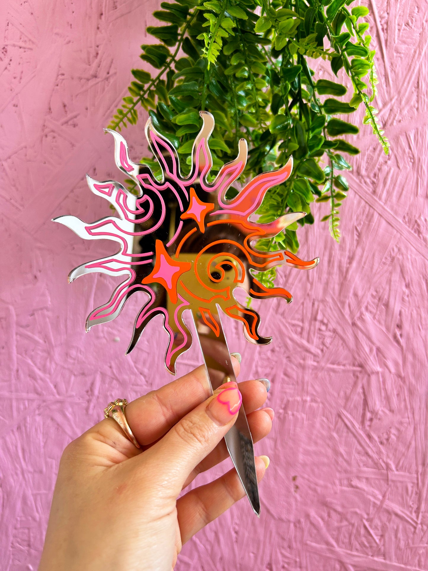 Groovy Sun Mirror Plant Stick
