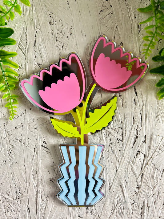 Zig Zag Flowers Mirror