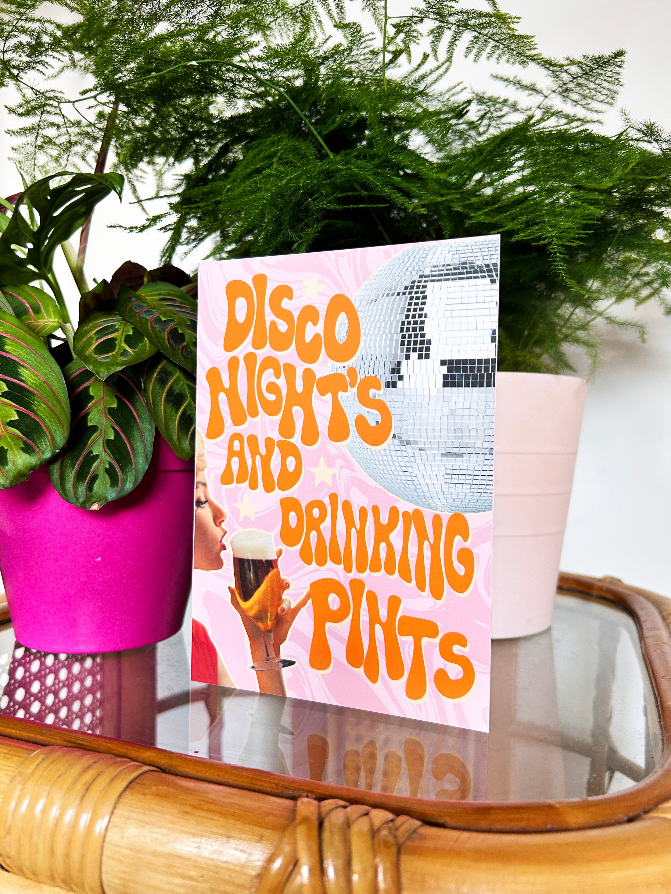 Disco Nights & Drinking Pints Greeting Card – PrintedWeird