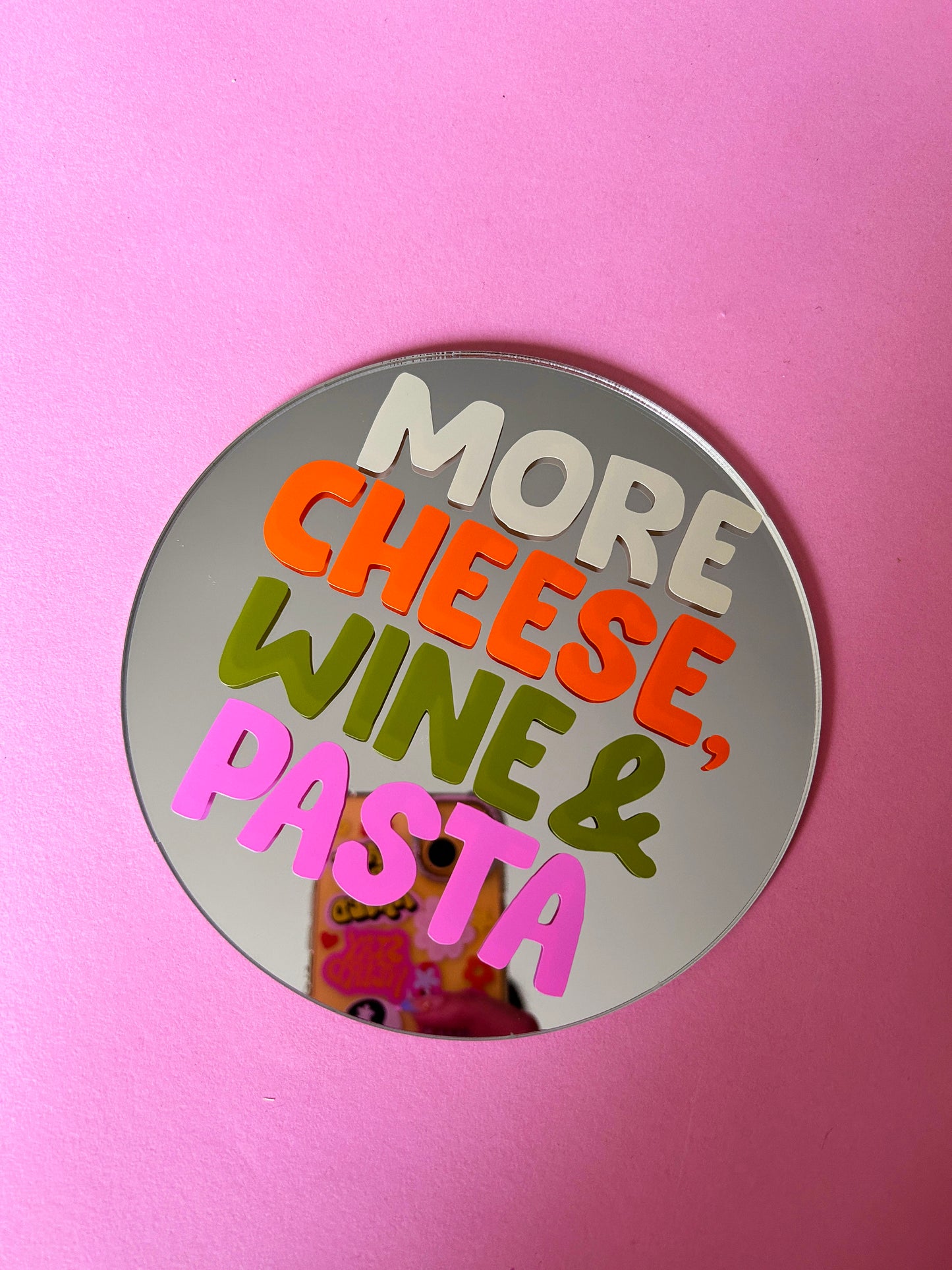 More Cheese, Wine, Pasta Disc Mirror