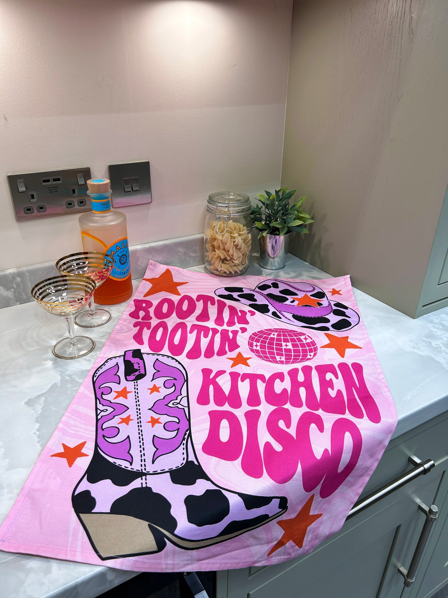 Rootin Tootin Kitchen Disco Tea Towel