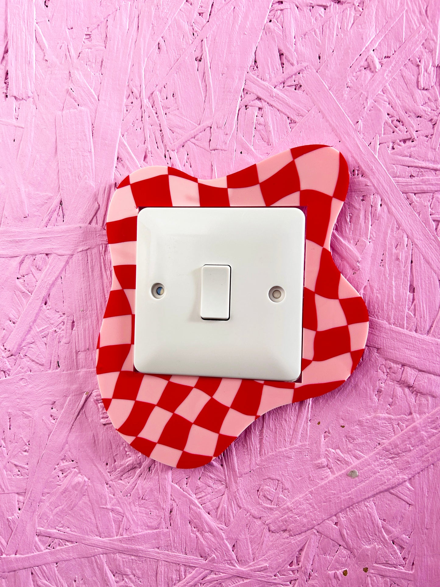 Pink & Red Checkerboard Light Switch Cover